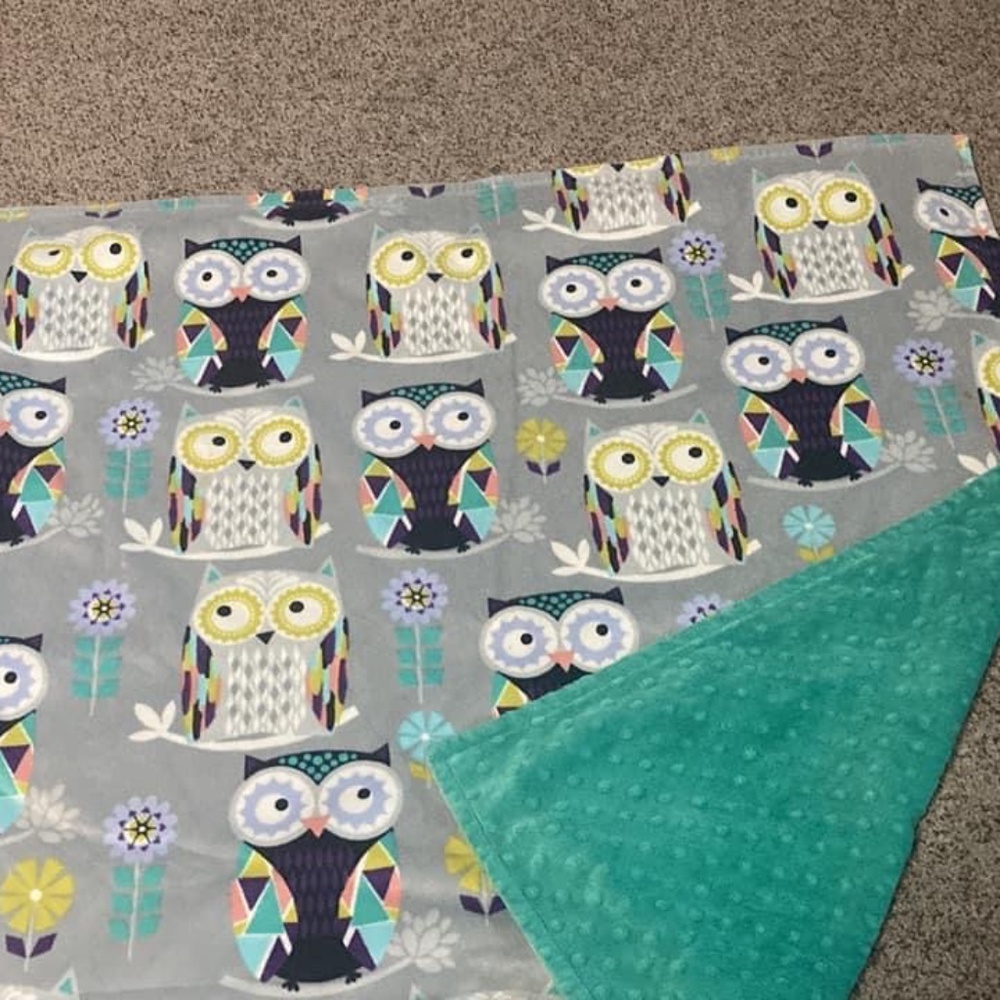 Handmade baby blanket with matching car seat cover